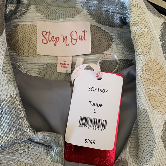 Step N Out Silver Metallic Light Jacket with Crystal Button Detail - Picture 5 of 5